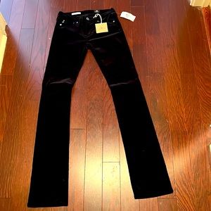 AG Black Corduroy slim boot jeans.